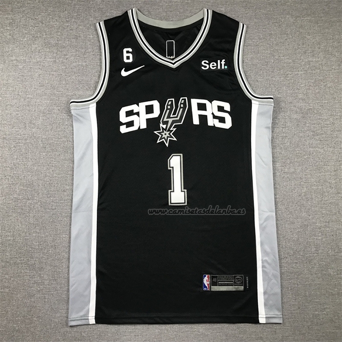 Camiseta San Antonio Spurs Victor Wembanyama NO 1 Icon 2022-23 Negro